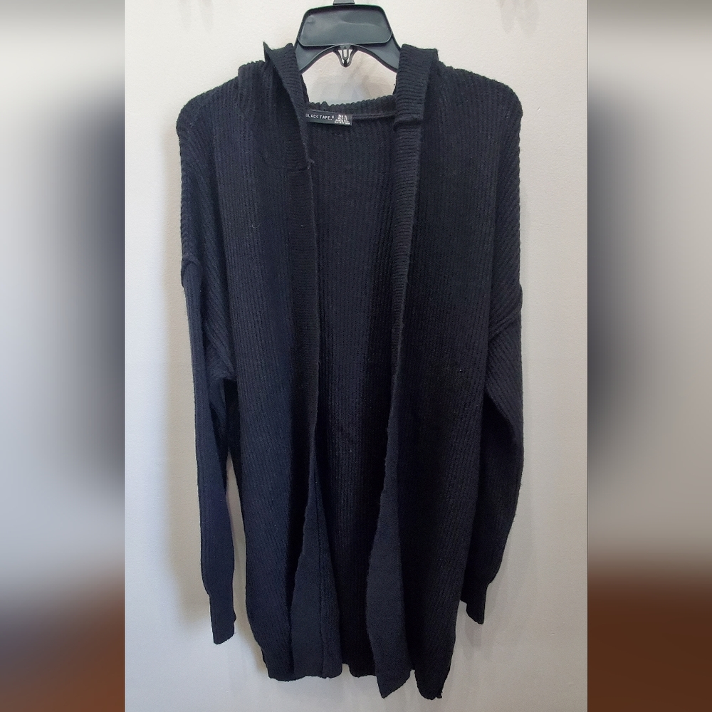 Long Black Hooded Cardigan - Picture 3 of 5